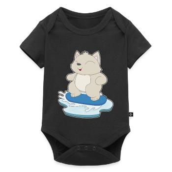 Cat Snowboarder Snowboard - Baby Premium short-sleeve bodysuit - black - Front