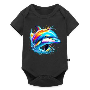 Delfin - Baby Premium Kurzarmbody - Schwarz - Vorne