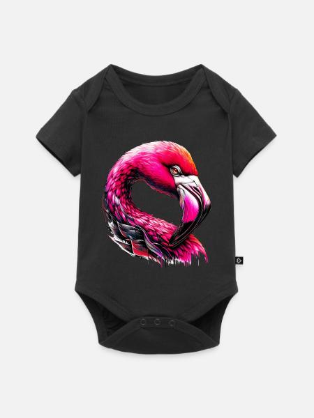 Flamingo - Baby Premium Kurzarmbody - Schwarz