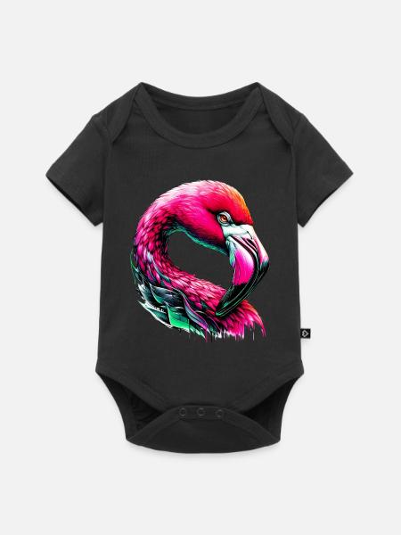 Flamingo - Baby Premium Kurzarmbody - Schwarz