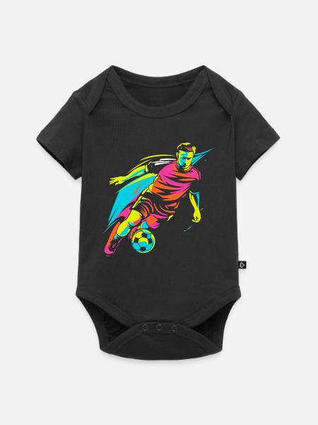 Fußballspieler Retrowave - Baby Premium Kurzarmbody - Schwarz