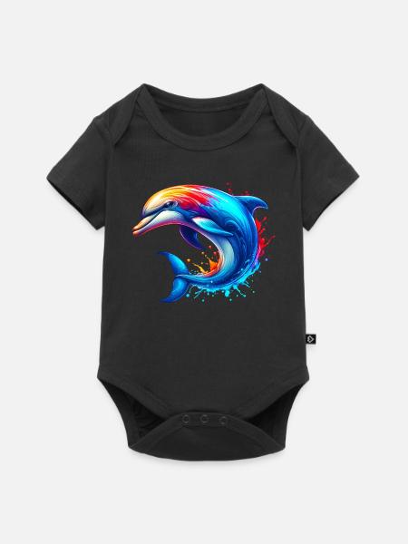 Delfin - Baby Premium Kurzarmbody - Schwarz