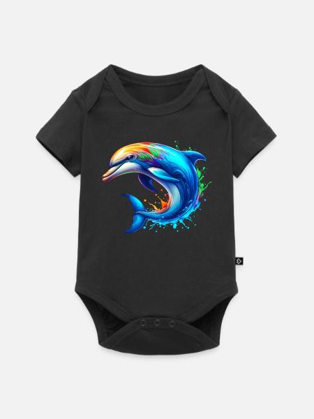 Delfin - Baby Premium Kurzarmbody - Schwarz