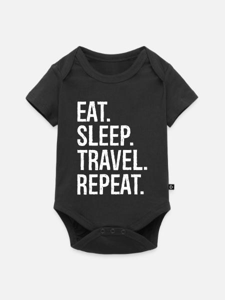 eat sleep travel repeat - Baby Premium Kurzarmbody - Schwarz
