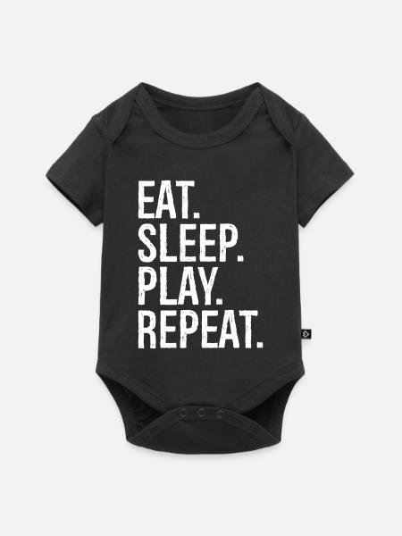 eat sleep play repeat - Baby Premium Kurzarmbody - Schwarz