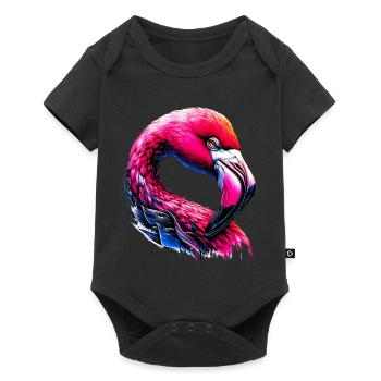 Flamingo - Baby Premium Kurzarmbody - Schwarz - Vorne