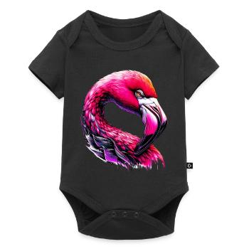 Flamingo - Baby Premium Kurzarmbody - Schwarz - Vorne