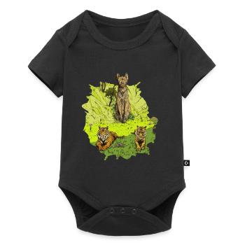 Wächter des Dschungels – Tiger & Uraltes Idol - Baby Premium Kurzarmbody - Schwarz - Vorne