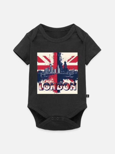 London Skyline Union Jack Splash - Baby Premium Kurzarmbody - Schwarz