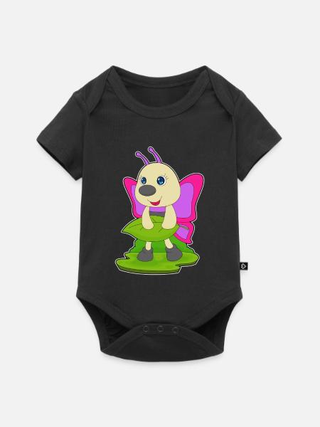 Schmetterling Blatt - Baby Premium Kurzarmbody - Schwarz