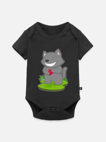 Katze Poker Pokerkarten - Baby Premium Kurzarmbody - Schwarz