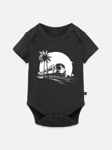 Zug Grafik - Baby Premium Kurzarmbody - Schwarz