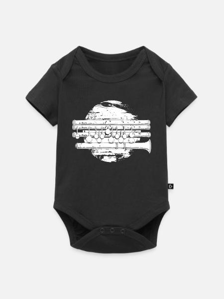 Flöte Zeichnung - Baby Premium Kurzarmbody - Schwarz