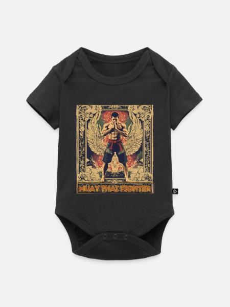 Geflügelter Muay-Thai-Kämpfer - Baby Premium Kurzarmbody - Schwarz