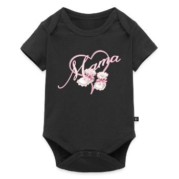 Maman avec coeur et chaussures bébé fille rose - Body à manches courtes Premium Bébé - noir - Devant