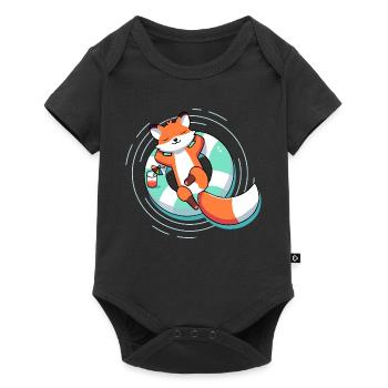 Entspannter Fuchs im Pool – Sommer & Leichtigkeit - Baby Premium Kurzarmbody - Schwarz - Vorne