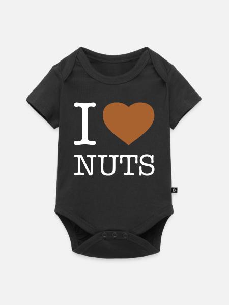 I LOVE NUTS - Baby Premium Kurzarmbody - Schwarz