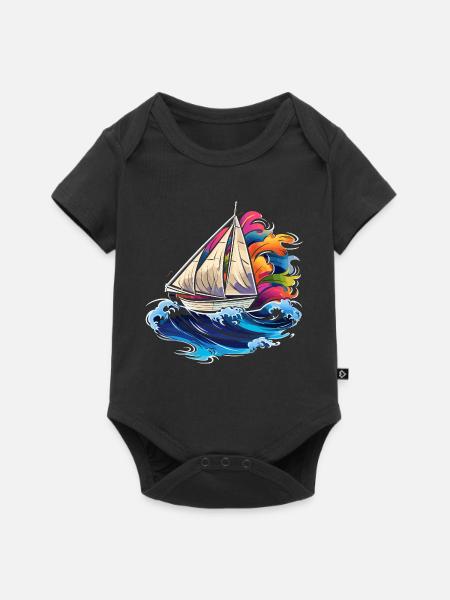 Segeln Synthwave - Baby Premium Kurzarmbody - Schwarz