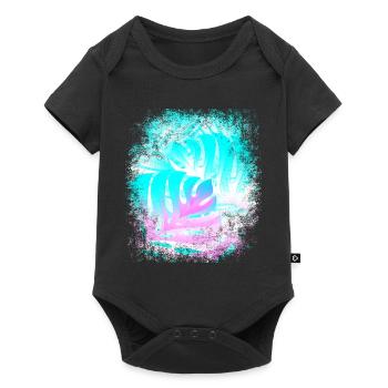 Feuilles Bleu Rose - Body à manches courtes Premium Bébé - noir - Devant