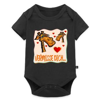 ABSCHIEDSSPRÜCHE VERMISSE DICH GIRAFFE - Baby Premium Kurzarmbody - Schwarz - Vorne