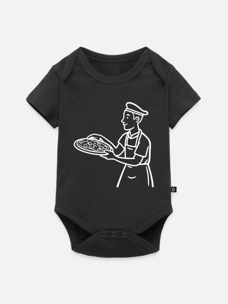 Pizzabäcker Zeichnung - Baby Premium Kurzarmbody - Schwarz