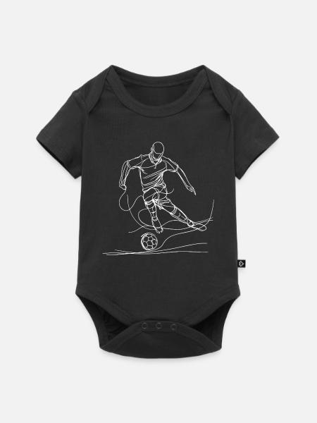 Fußball Junge Line Art - Baby Premium Kurzarmbody - Schwarz