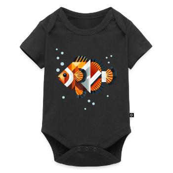 Geometrischer Clownfisch-Abstrakte Unterwasserwelt - Baby Premium Kurzarmbody - Schwarz - Vorne