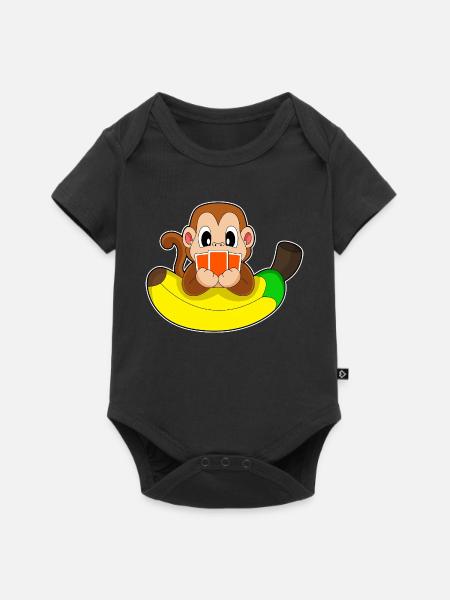 Affe Poker Pokerkarten - Baby Premium Kurzarmbody - Schwarz