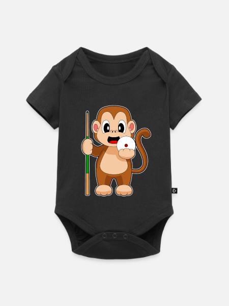 Affe Billiard Queue - Baby Premium Kurzarmbody - Schwarz