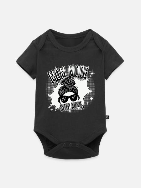Mom Mode On – Sleep Mode Off - Baby Premium Kurzarmbody - Schwarz