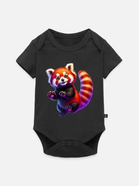 Kleiner Panda - Baby Premium Kurzarmbody - Schwarz