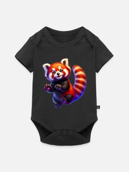 Kleiner Panda - Baby Premium Kurzarmbody - Schwarz