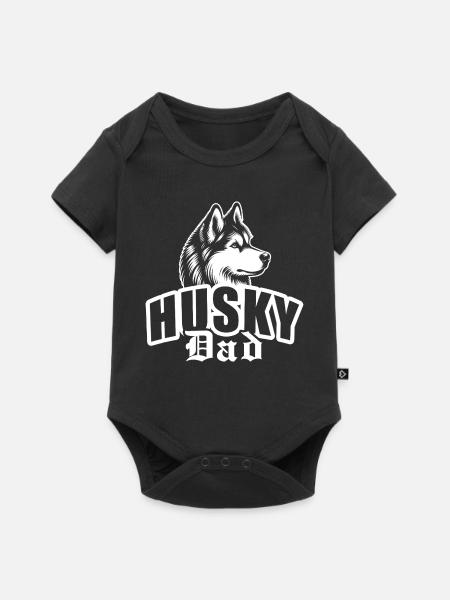 "Husky Dad" mit Hundekopf - Baby Premium Kurzarmbody - Schwarz