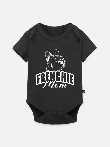 "Frenchie Mom" mit Hundekopf - Baby Premium Kurzarmbody - Schwarz