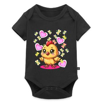 Spring Easter Chick Kids Child Chicken Heart - Baby Premium short-sleeve bodysuit - black - Front