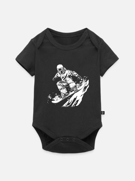 Snowboarder Zeichnung - Baby Premium Kurzarmbody - Schwarz