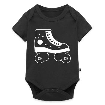 Rollschuhe Cartoon-Stil - Baby Premium Kurzarmbody - Schwarz - Vorne