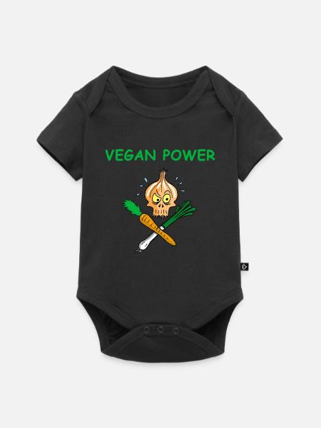 Die Kraft der Veganer - Baby Premium Kurzarmbody - Schwarz