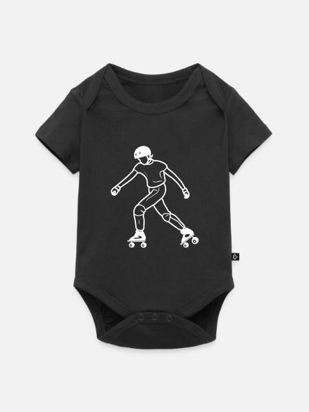 Roller Skating Zeichnung - Baby Premium Kurzarmbody - Schwarz