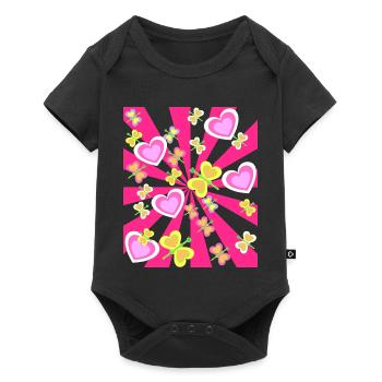 Spring Heart Hearts Summer Summertime Retro 80s - Baby Premium short-sleeve bodysuit - black - Front