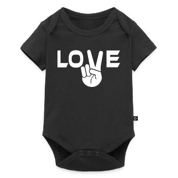 Love victory sign hand - Baby Premium short-sleeve bodysuit - black - Front
