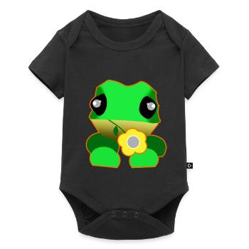 Grenouille mignonne avec fleur - Body à manches courtes Premium Bébé - noir - Devant