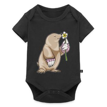 Plumeria taupe - Body à manches courtes Premium Bébé - noir - Devant