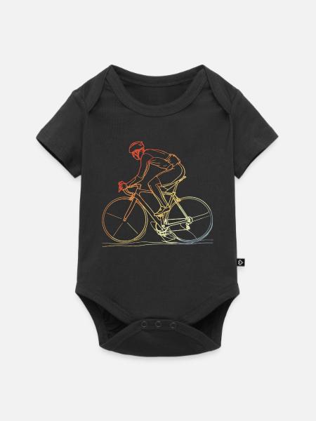 Radfahrer Line Art Retro - Baby Premium Kurzarmbody - Schwarz