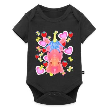 Unicorn Retro Unicorns Kids Child Baby Hearts - Baby Premium short-sleeve bodysuit - black - Front