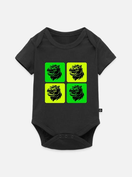 Hippo mit Sonnenbrille - Baby Premium Kurzarmbody - Schwarz