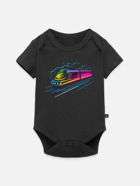 Zug Cartoon Look - Baby Premium Kurzarmbody - Schwarz