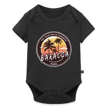 Baracoa Palmen und Strand Design - Baby Premium Kurzarmbody - Schwarz - Vorne