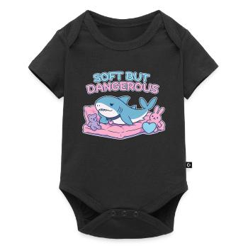 BLAHAJ – Weich & Gefahr - Baby Premium Kurzarmbody - Schwarz - Vorne