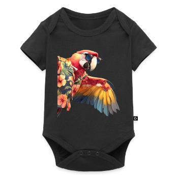 Lustige Ara Papagei Hawaii Sonnenbrille Peeking - Baby Premium Kurzarmbody - Schwarz - Vorne